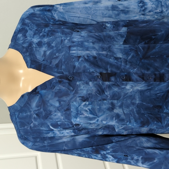 FADED GLORY BLUE MARBLE TIE DYE PRINT TOP SIZE 2X - Picture 2 of 12